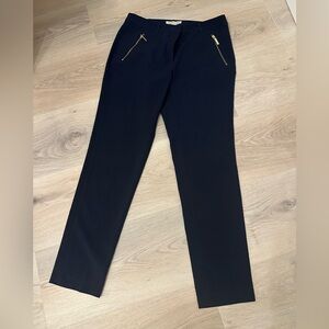 Michael Kors Navy Pants with Gold Zipper Accents